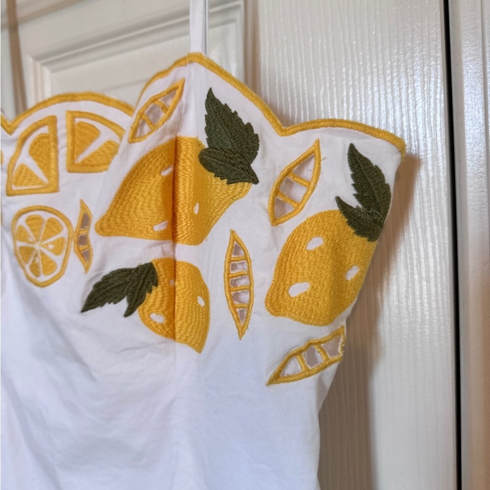 Anthropologie COREY LYNN CALTER Lemon Print Dress Embroidered Destiny Sundress - Picture 10 of 16